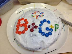 The Brownies made a cake for the Brownies, Guides, and Pathfinders, for a shared event!